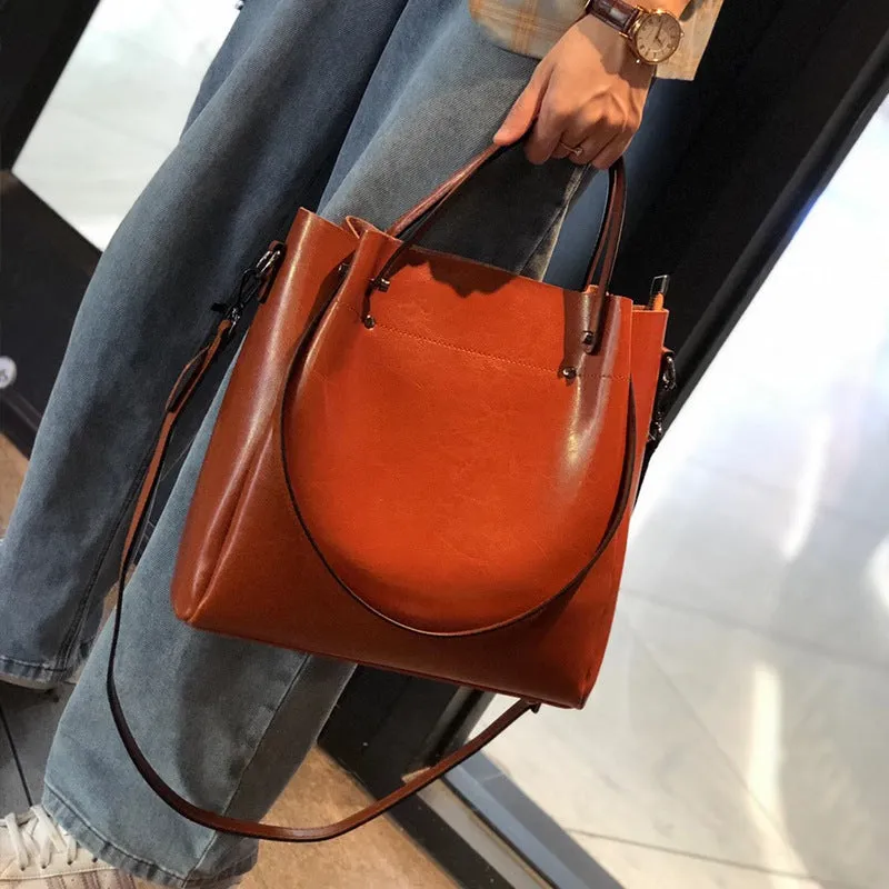 Women's Cow Leather Versatile Commuter Genuine High-grade Shoulder Bags