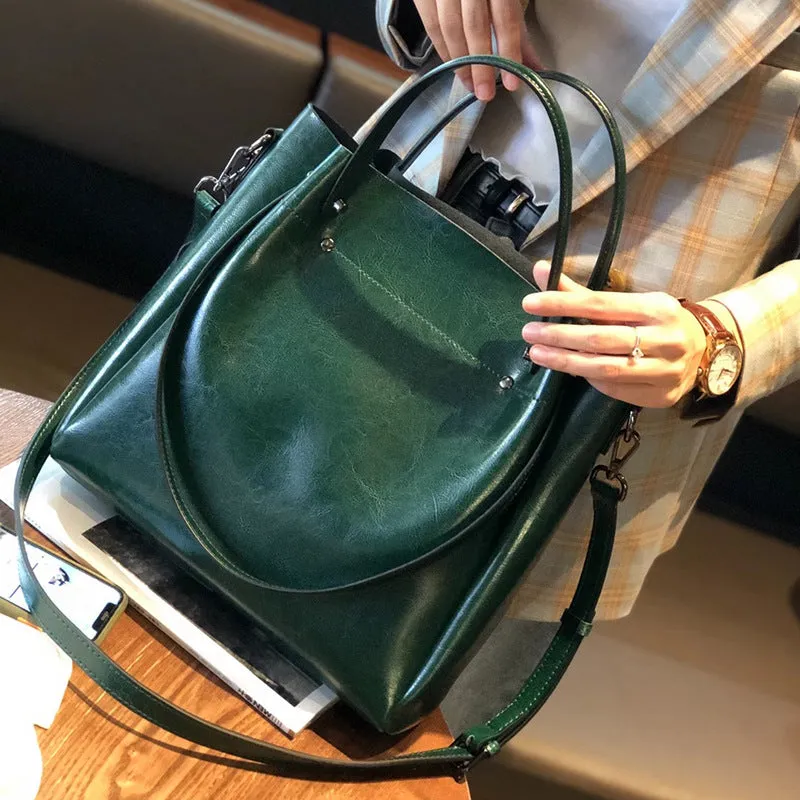 Women's Cow Leather Versatile Commuter Genuine High-grade Shoulder Bags