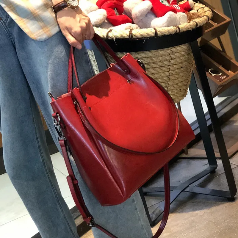 Women's Cow Leather Versatile Commuter Genuine High-grade Shoulder Bags