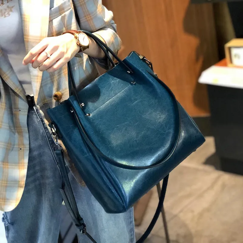 Women's Cow Leather Versatile Commuter Genuine High-grade Shoulder Bags
