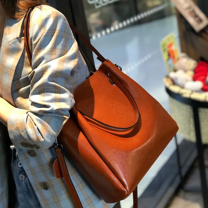 Women's Cow Leather Versatile Commuter Genuine High-grade Shoulder Bags