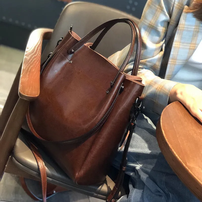 Women's Cow Leather Versatile Commuter Genuine High-grade Shoulder Bags