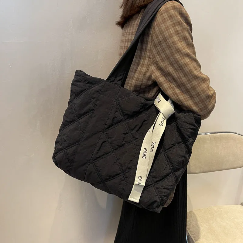Women's Down Rhombus Large Capacity Class Tote Bags