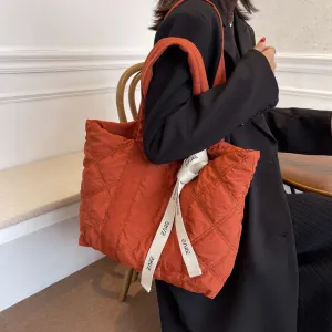 Women's Down Rhombus Large Capacity Class Tote Bags