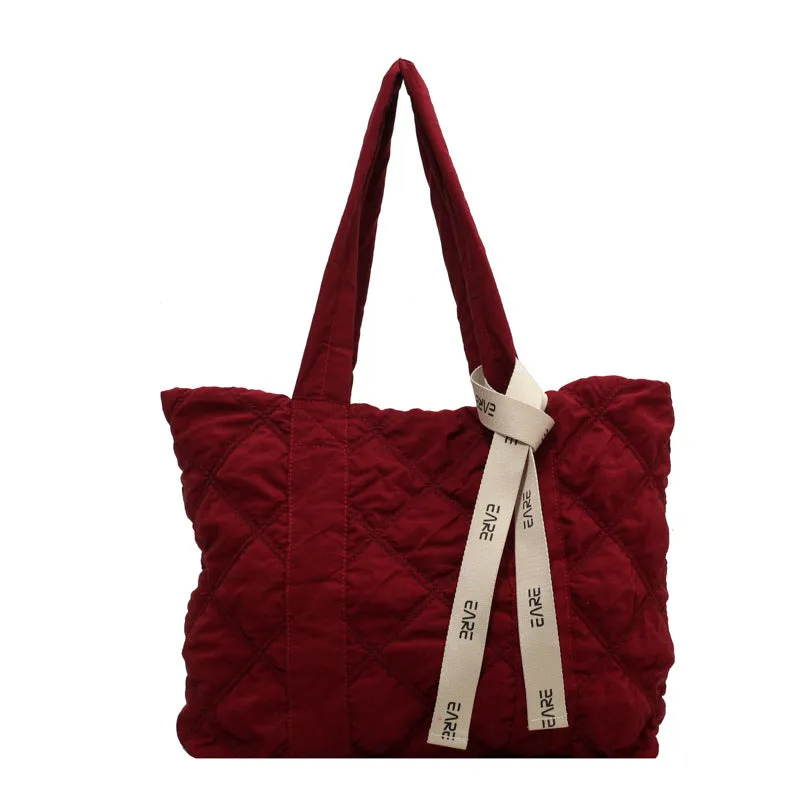 Women's Down Rhombus Large Capacity Class Tote Bags
