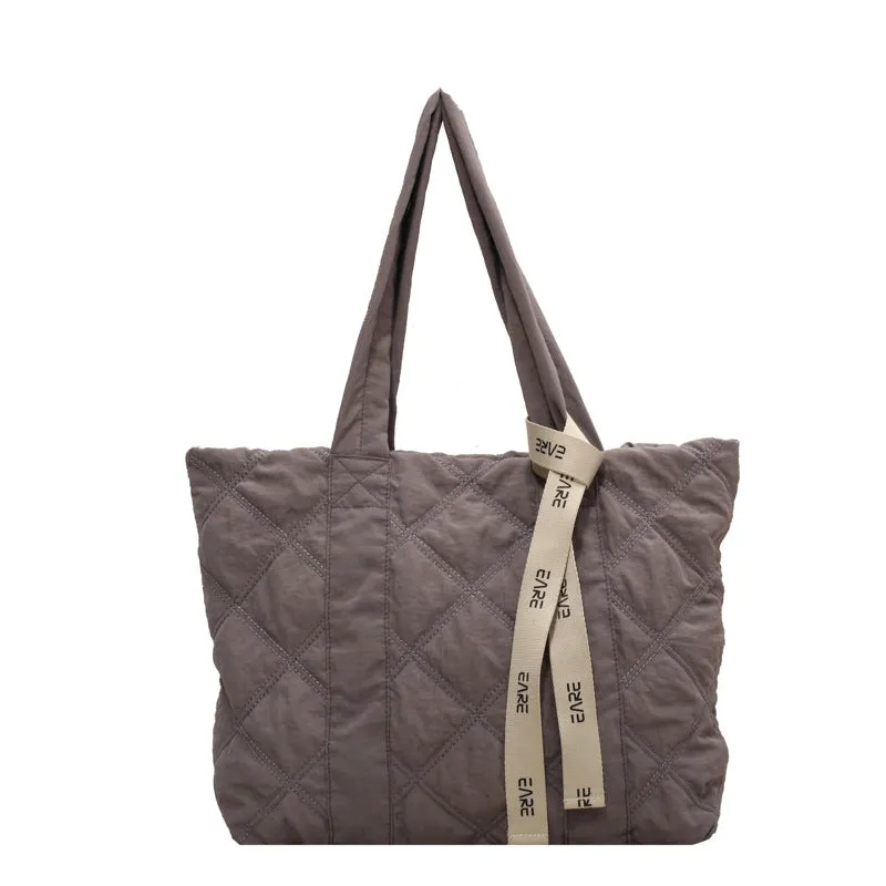 Women's Down Rhombus Large Capacity Class Tote Bags