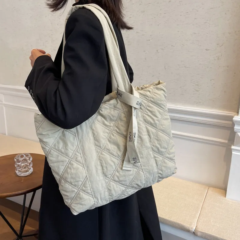 Women's Down Rhombus Large Capacity Class Tote Bags