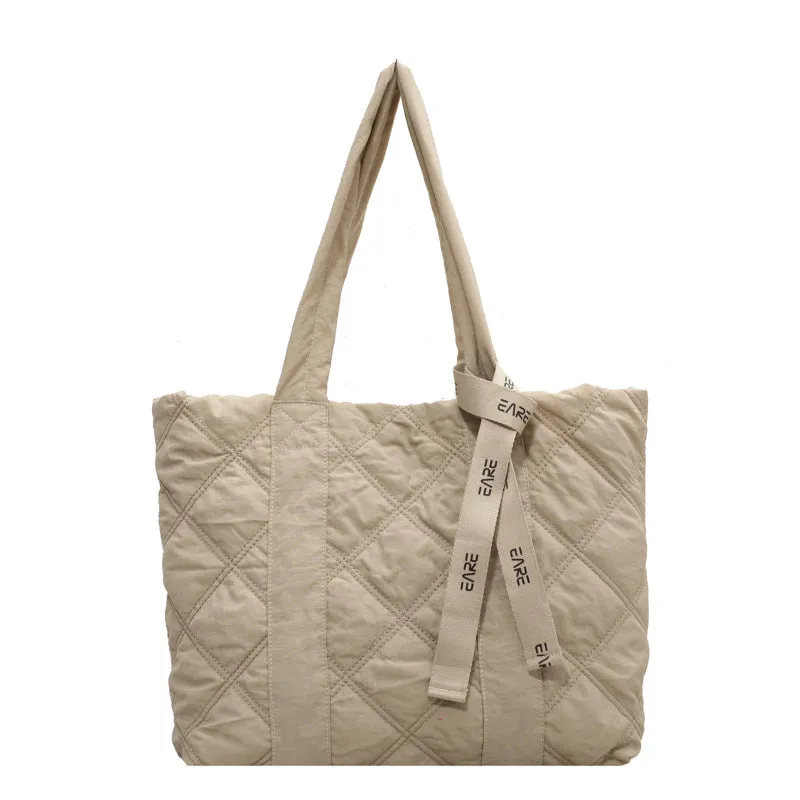 Women's Down Rhombus Large Capacity Class Tote Bags