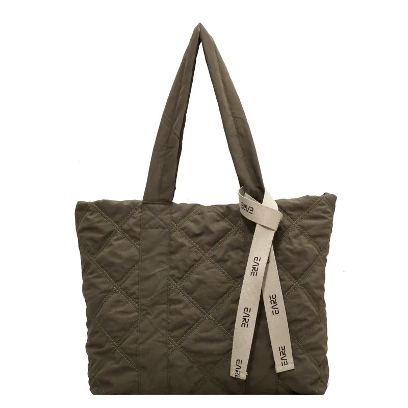 Women's Down Rhombus Large Capacity Class Tote Bags