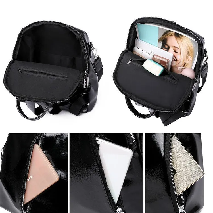 Women's Fashion Lightweight Waterproof Large Capacity Glossy Backpacks