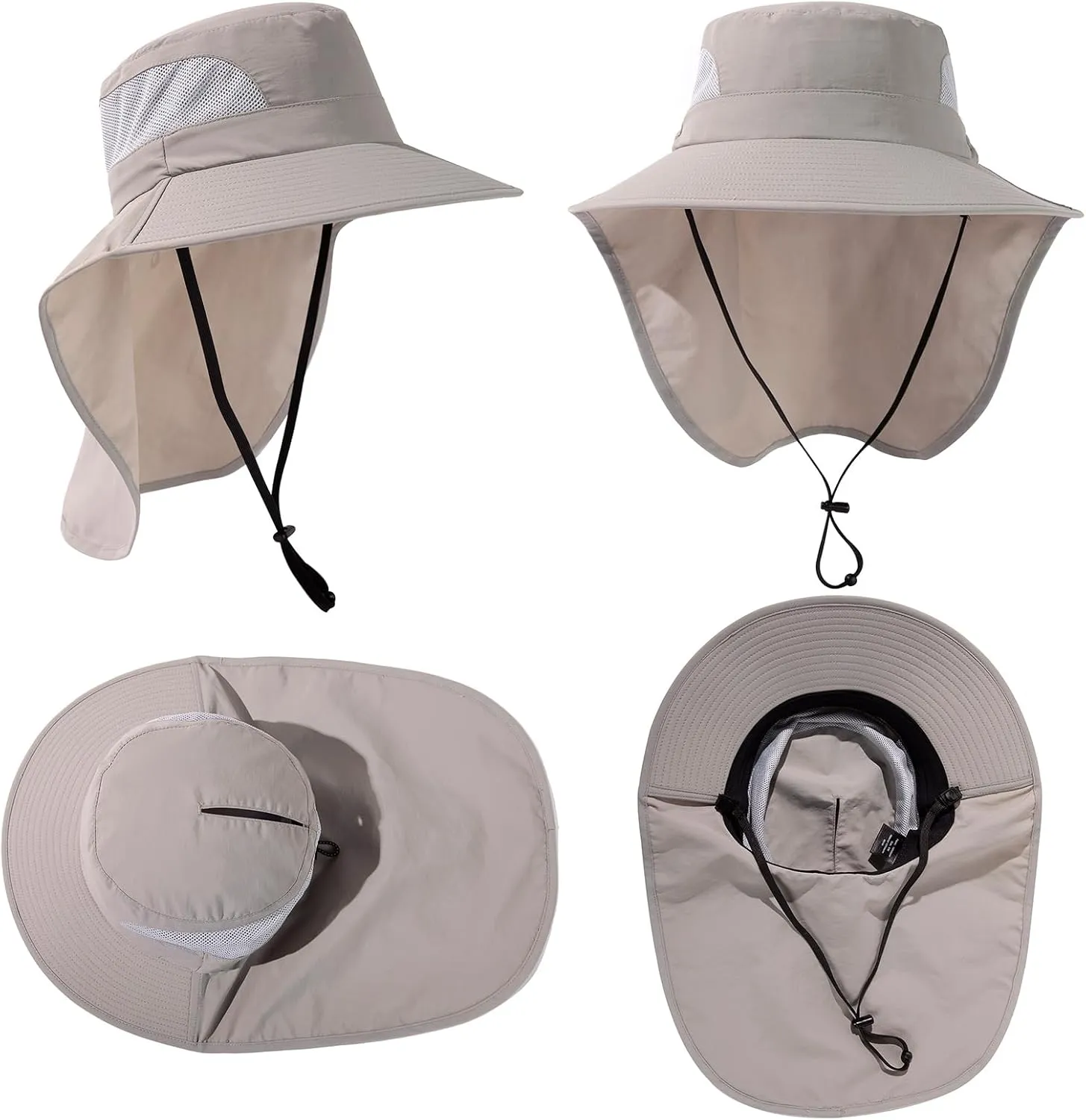 Women's Flap Ponytail UV 50 Packable Mesh Sun Fishing Beach Hiking Oversized XL XXL Hat