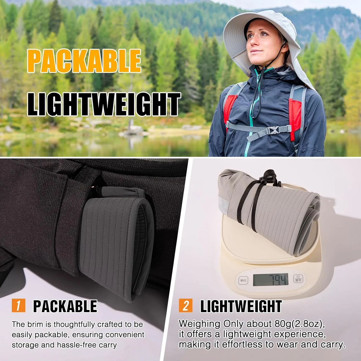 Women's Flap Ponytail UV 50 Packable Mesh Sun Fishing Beach Hiking Oversized XL XXL Hat