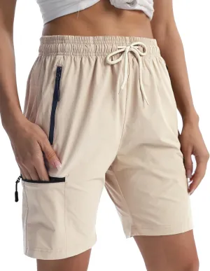 Women's Hiking Cargo Shorts Travel Athletic Golf Quick Dry Lightweight Summer Shorts for Women with Zipper Pockets