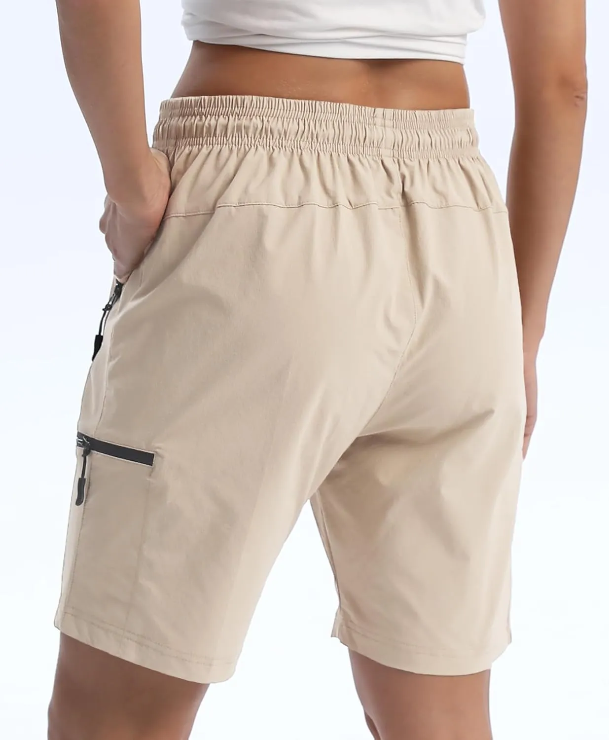 Women's Hiking Cargo Shorts Travel Athletic Golf Quick Dry Lightweight Summer Shorts for Women with Zipper Pockets