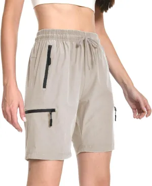 Women's Hiking Cargo Shorts Travel Athletic Golf Quick Dry Lightweight Summer Shorts for Women with Zipper Pockets