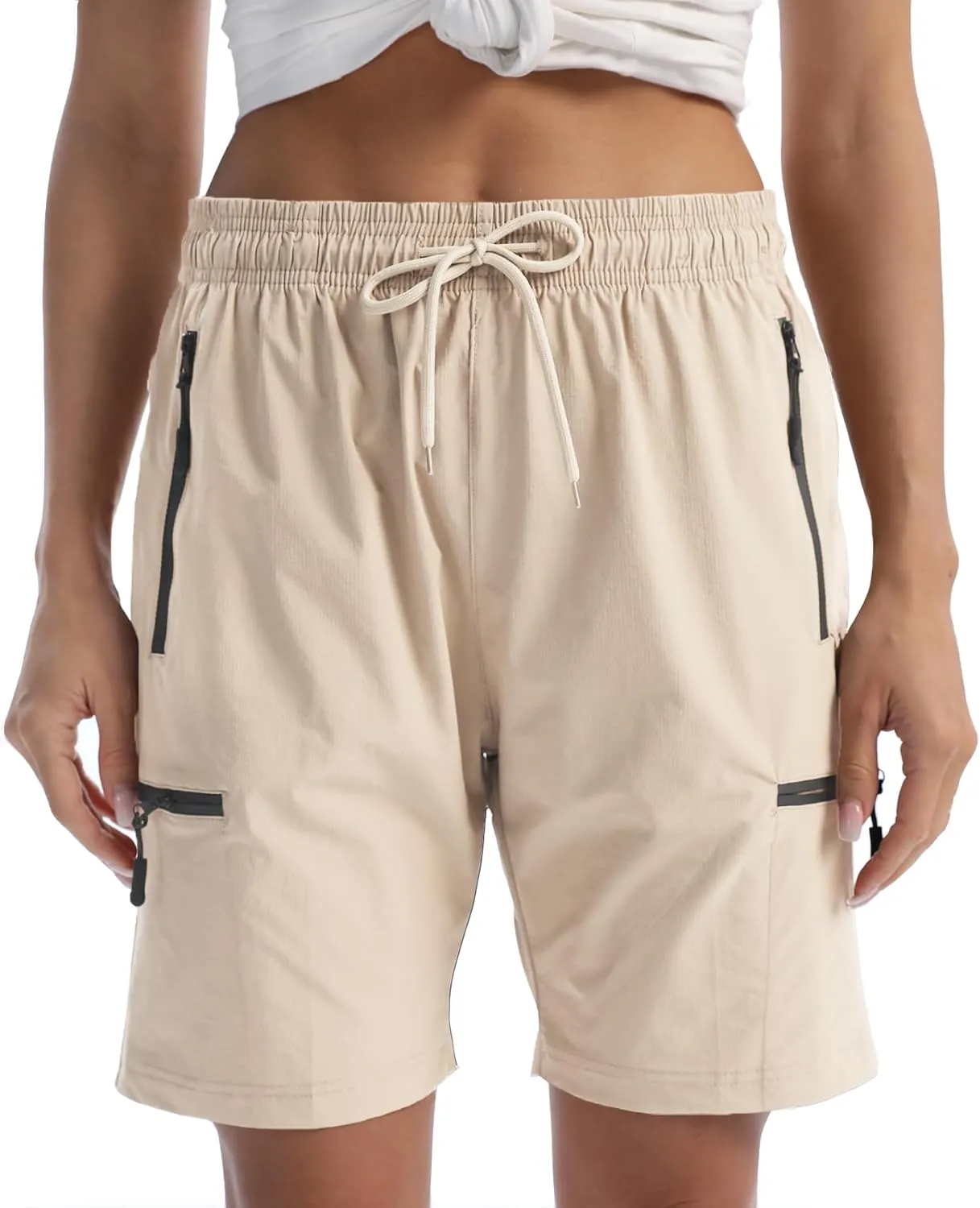 Women's Hiking Cargo Shorts Travel Athletic Golf Quick Dry Lightweight Summer Shorts for Women with Zipper Pockets