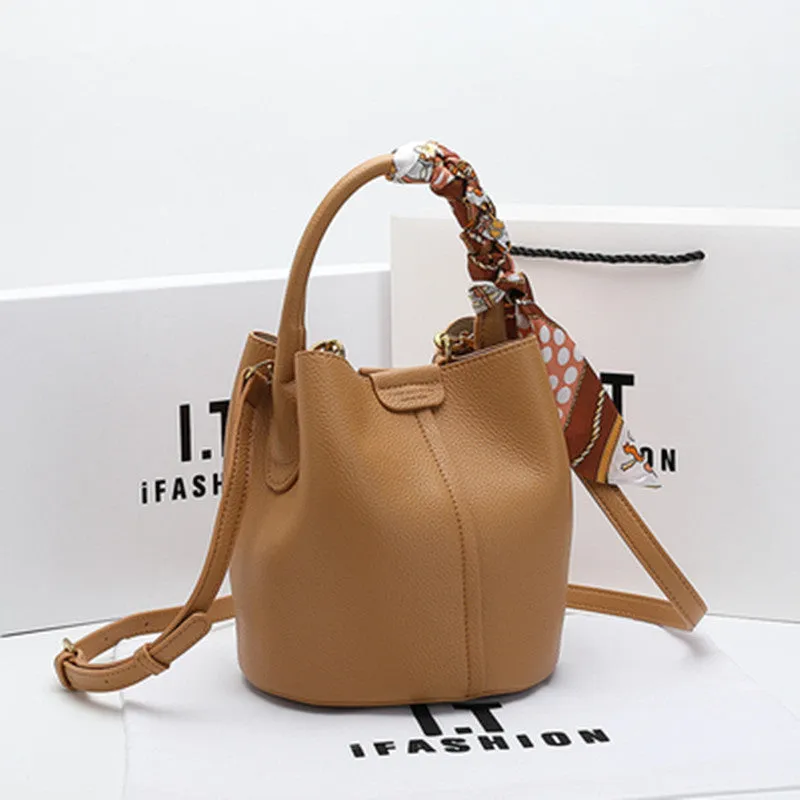 Women's Leather Portable Vegetable Basket High-grade Large Handbags