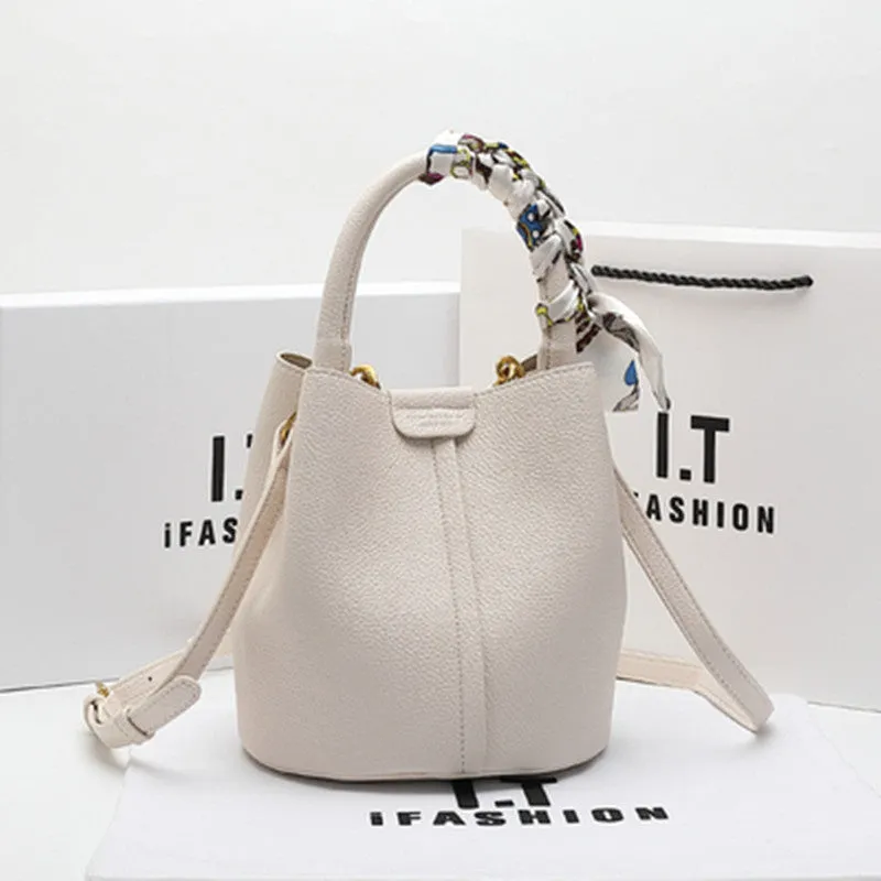 Women's Leather Portable Vegetable Basket High-grade Large Handbags