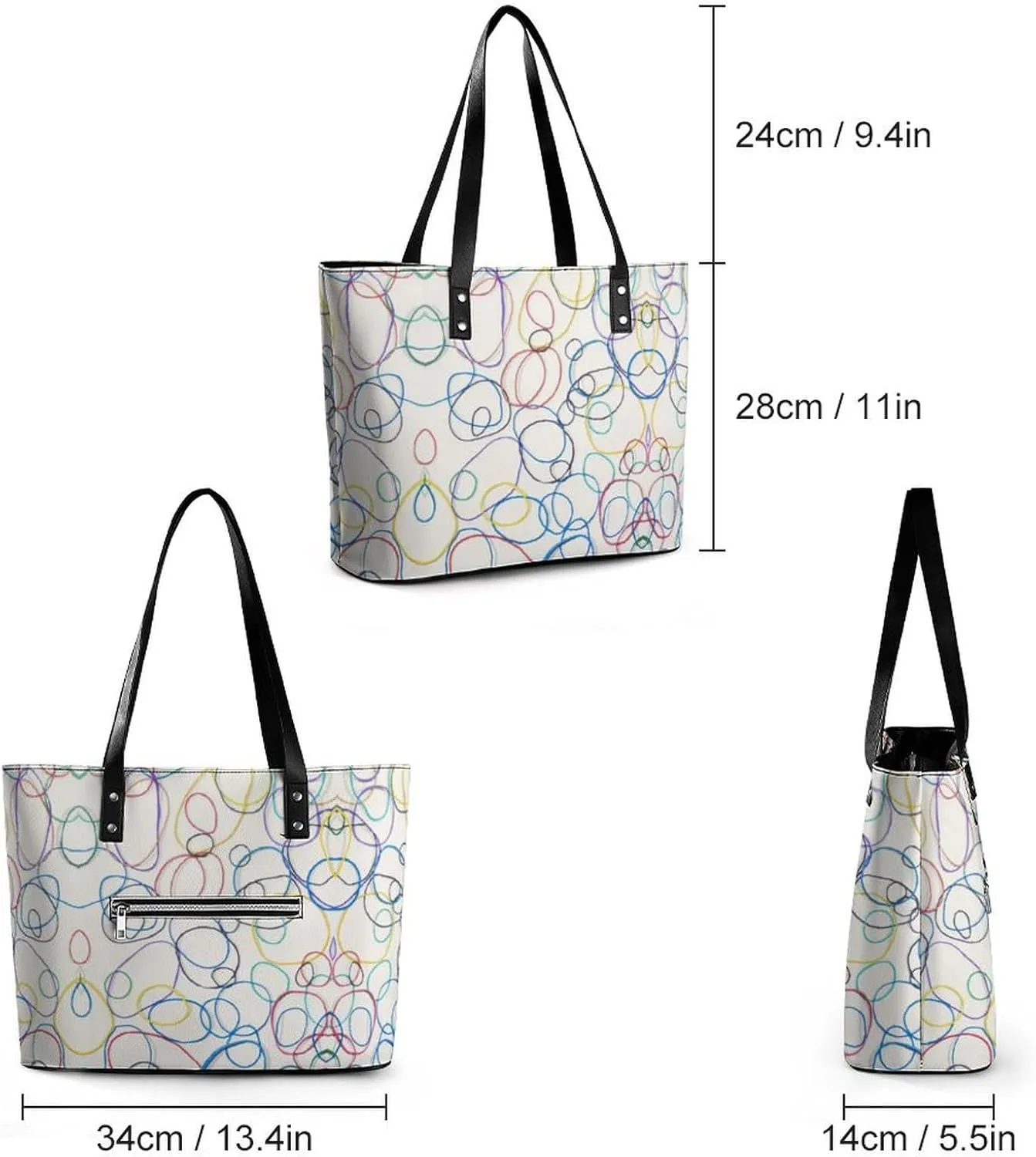Women's Leather Tote Bag Fashion Handbag for Work Travel Shopping Daily Use Large Capacity Shoulder Purse