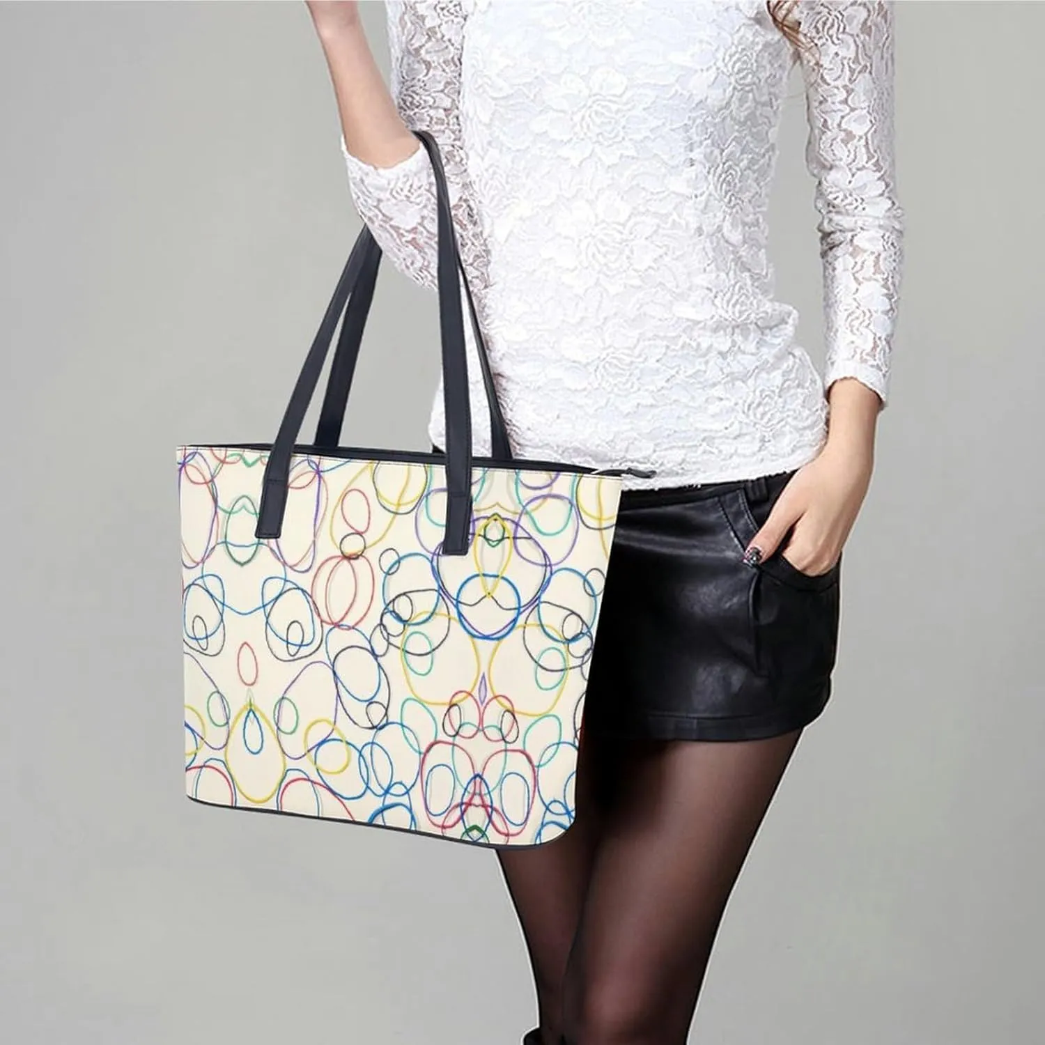 Women's Leather Tote Bag Fashion Handbag for Work Travel Shopping Daily Use Large Capacity Shoulder Purse