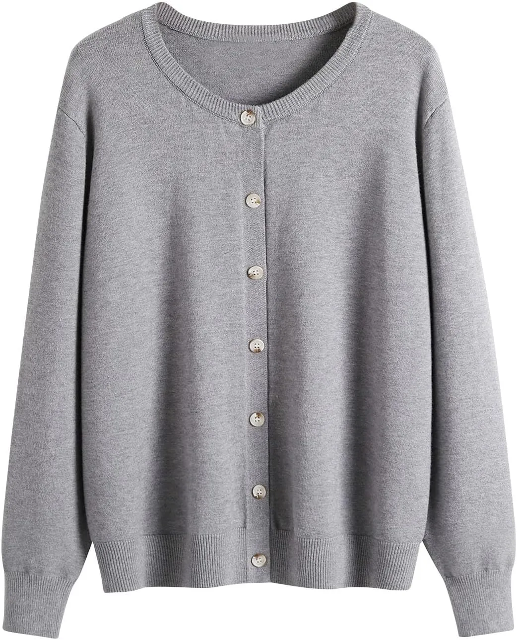 Women's Long Sleeve V-Neck Knit Cardigans Open Front Trendy Outwear Button up Lightweight Casual Sweater