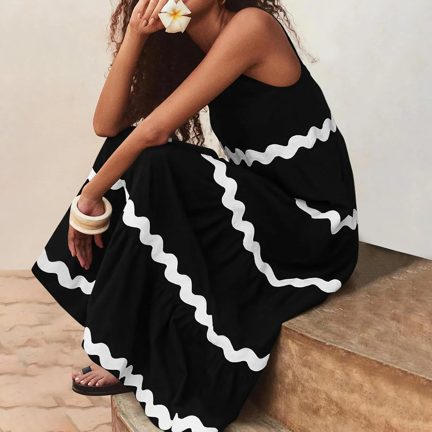 Womens Maxi Dresses 2024 Casual Sleeveless Stripe Summer Dresses Sexy Slip Dress Trendy Summer Beach Vacation Outfits