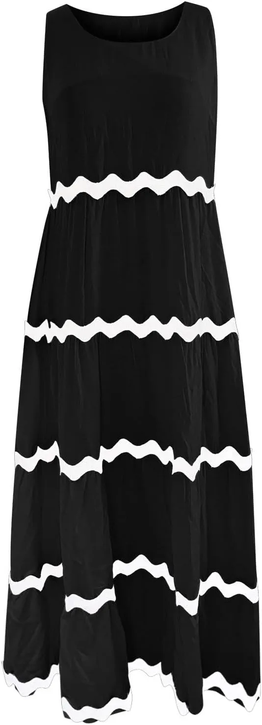 Womens Maxi Dresses 2024 Casual Sleeveless Stripe Summer Dresses Sexy Slip Dress Trendy Summer Beach Vacation Outfits