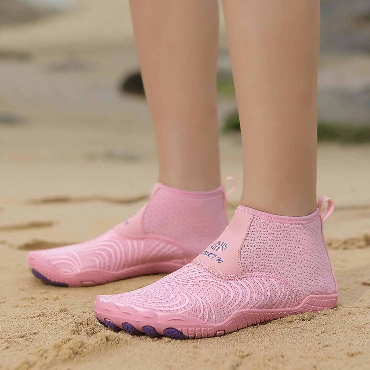 Women's Men's High Top Water Shoes, Quick Dry Breathable Stretch Lightweight Mesh Fabric, Rubber Drainage Sole, Indoor Sneakers, Barefoot Water Shoes