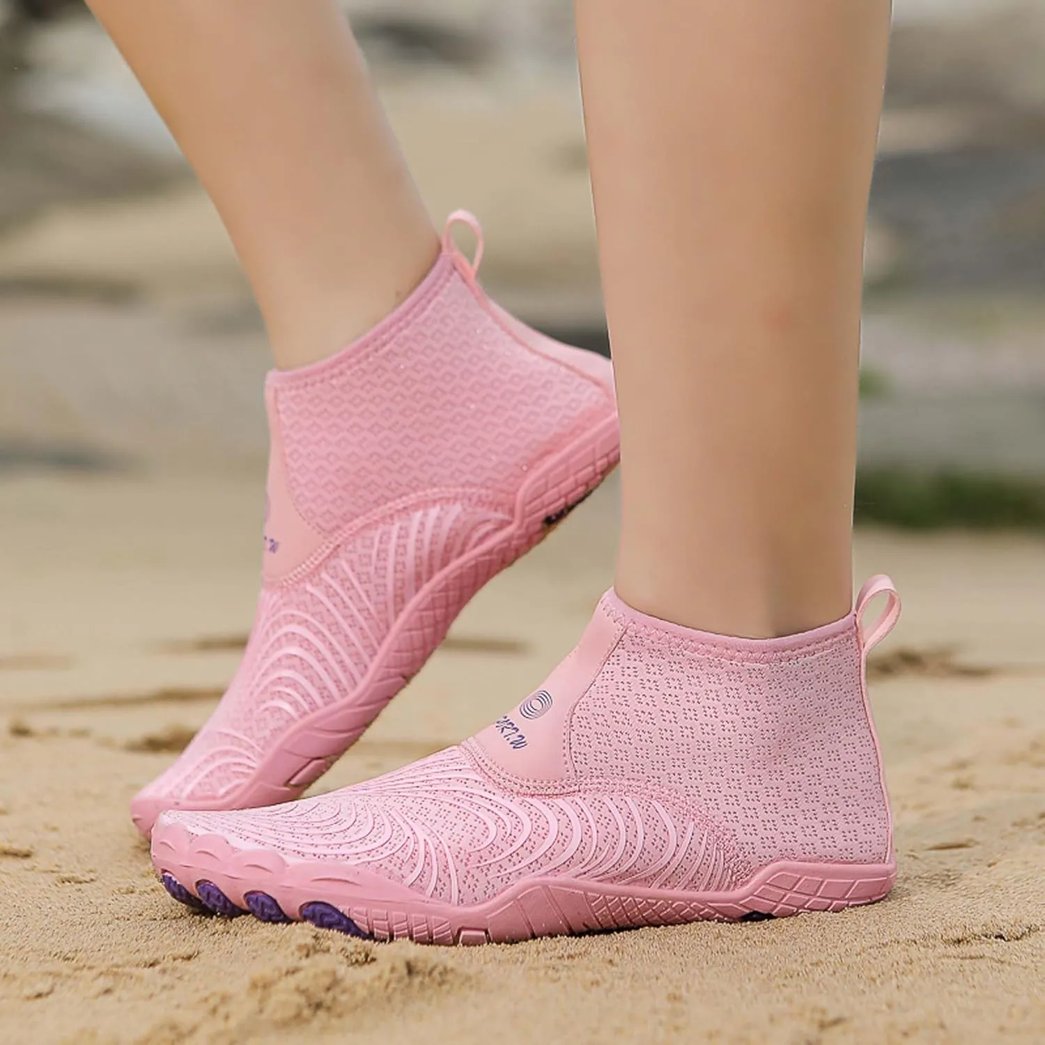 Women's Men's High Top Water Shoes, Quick Dry Breathable Stretch Lightweight Mesh Fabric, Rubber Drainage Sole, Indoor Sneakers, Barefoot Water Shoes