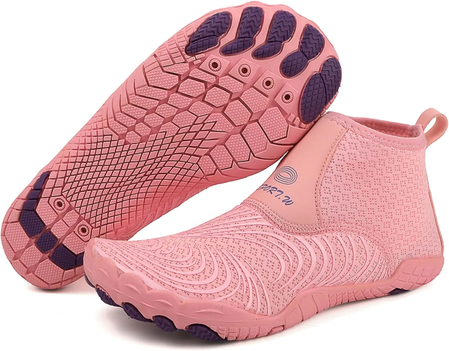 Women's Men's High Top Water Shoes, Quick Dry Breathable Stretch Lightweight Mesh Fabric, Rubber Drainage Sole, Indoor Sneakers, Barefoot Water Shoes