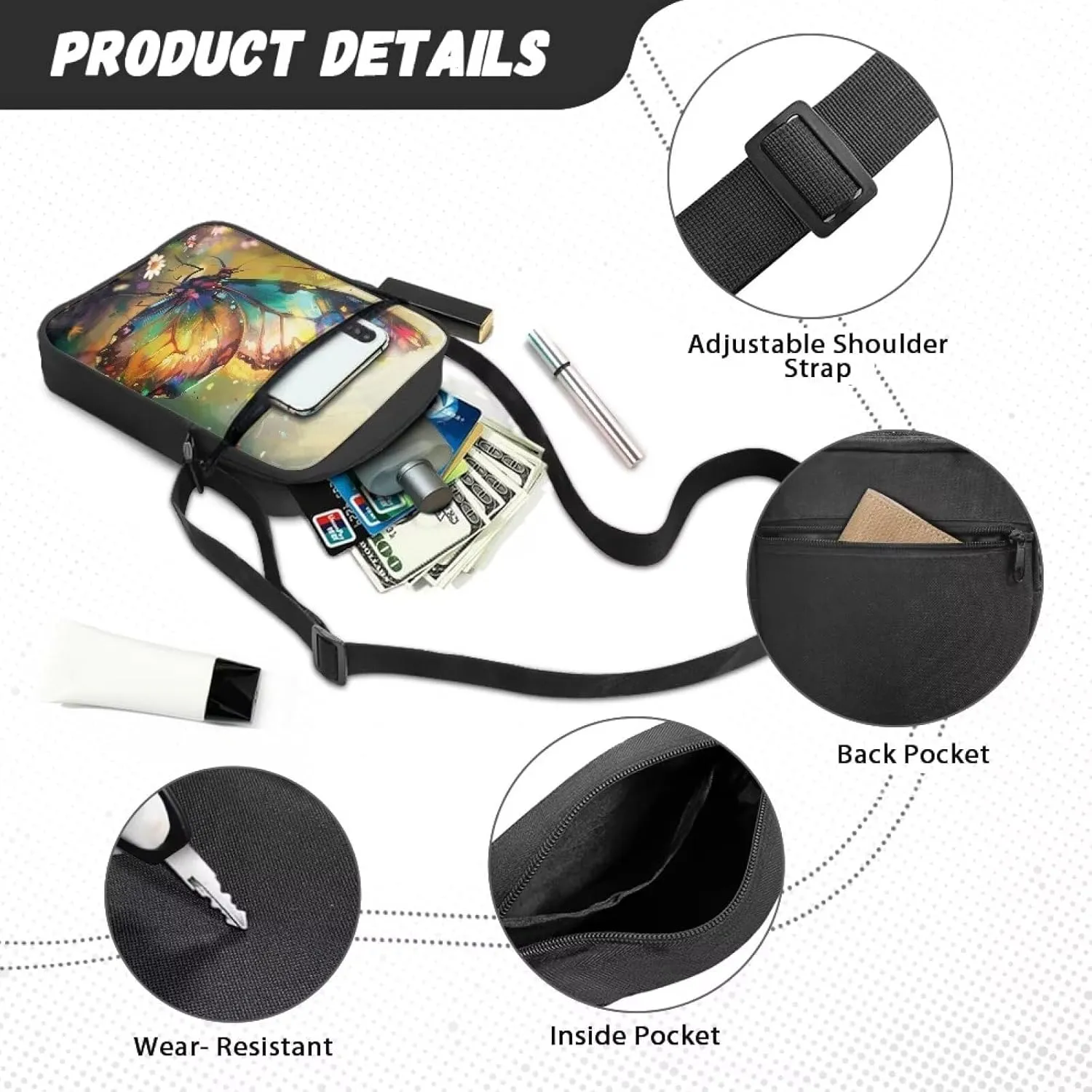 Womens Messenger Bag Small Crossbody Bags Phone Purse Wallet for Outdoor Hiking Sports