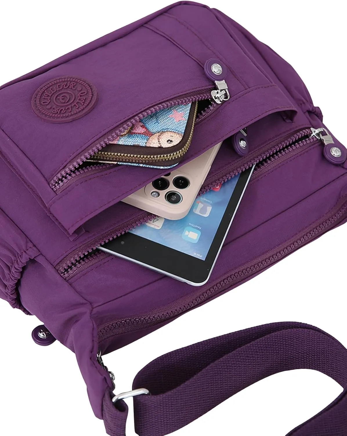 Women's Multi-Pocket Shoulder Bag, Nylon