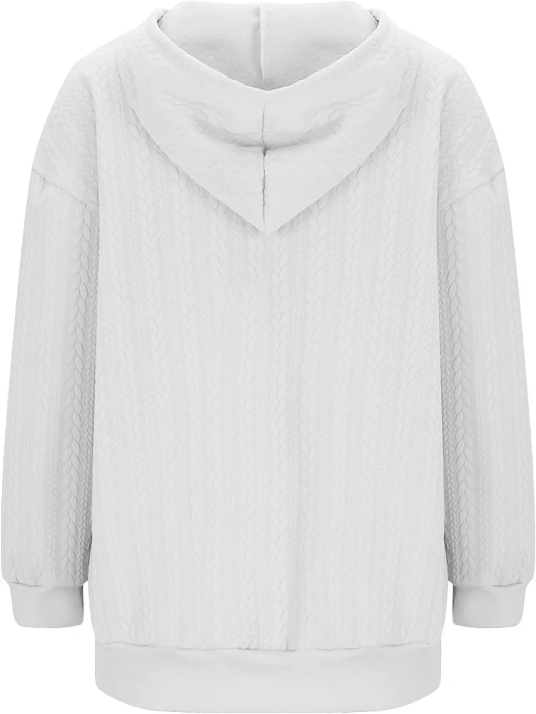 Womens Oversized Sweatshirt 2024 Zip Front Long Sleeve Hooded Knit Cardigan Sweater Solid Color Outwear Coat