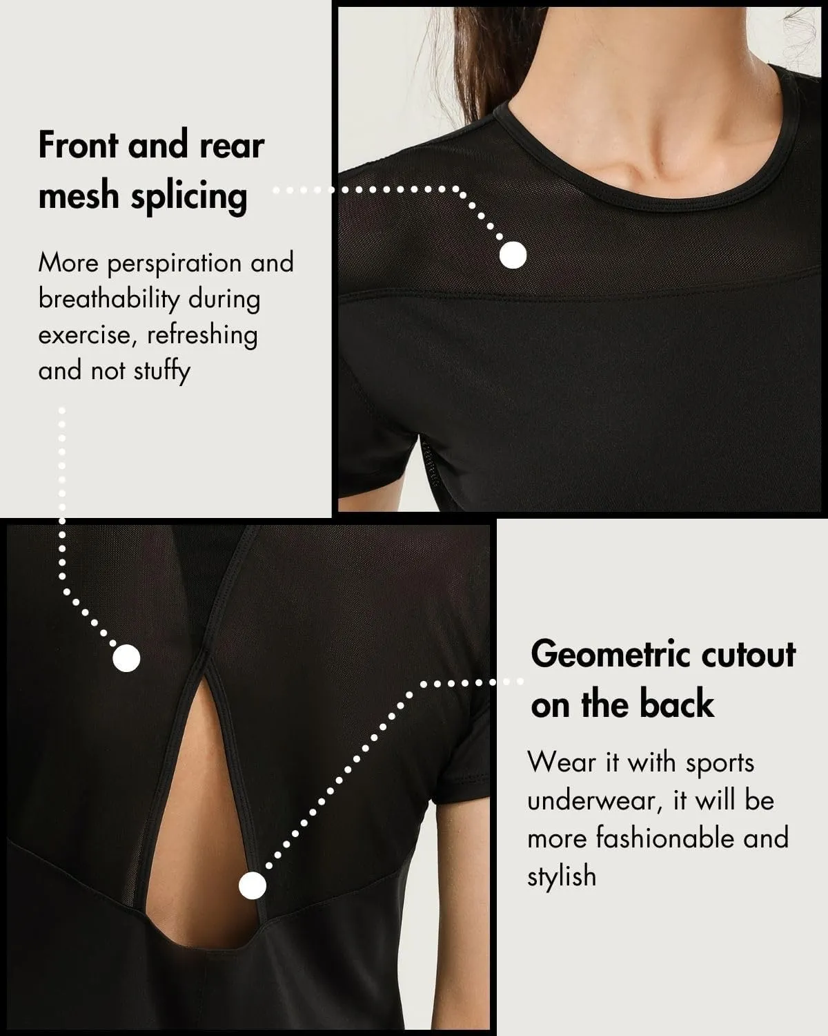 Women’s Short Sleeve Mesh Athletic Tops Open Back Workout Running Tank Tops