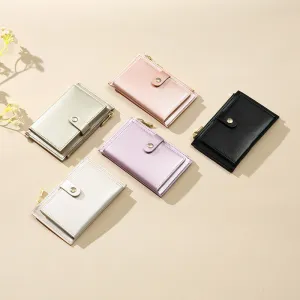 Women's Simple Korean Style Pearl Zipper Multiple Ladies Wallets