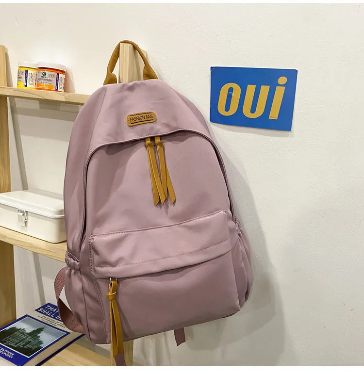 Women's Solid Color Colors Junior High Simple Backpacks