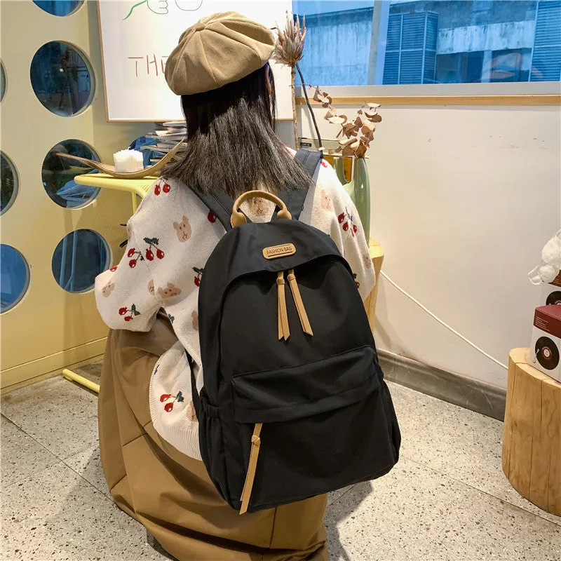 Women's Solid Color Colors Junior High Simple Backpacks