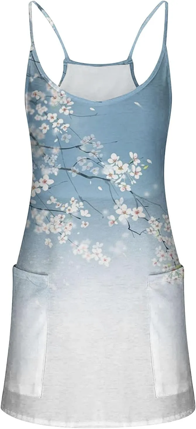 Womens Summer Dresses 2025 Trendy Boho Floral Print Cute Sundress Oversized Sleeveless Sexy Beach Vacation Mini Dress