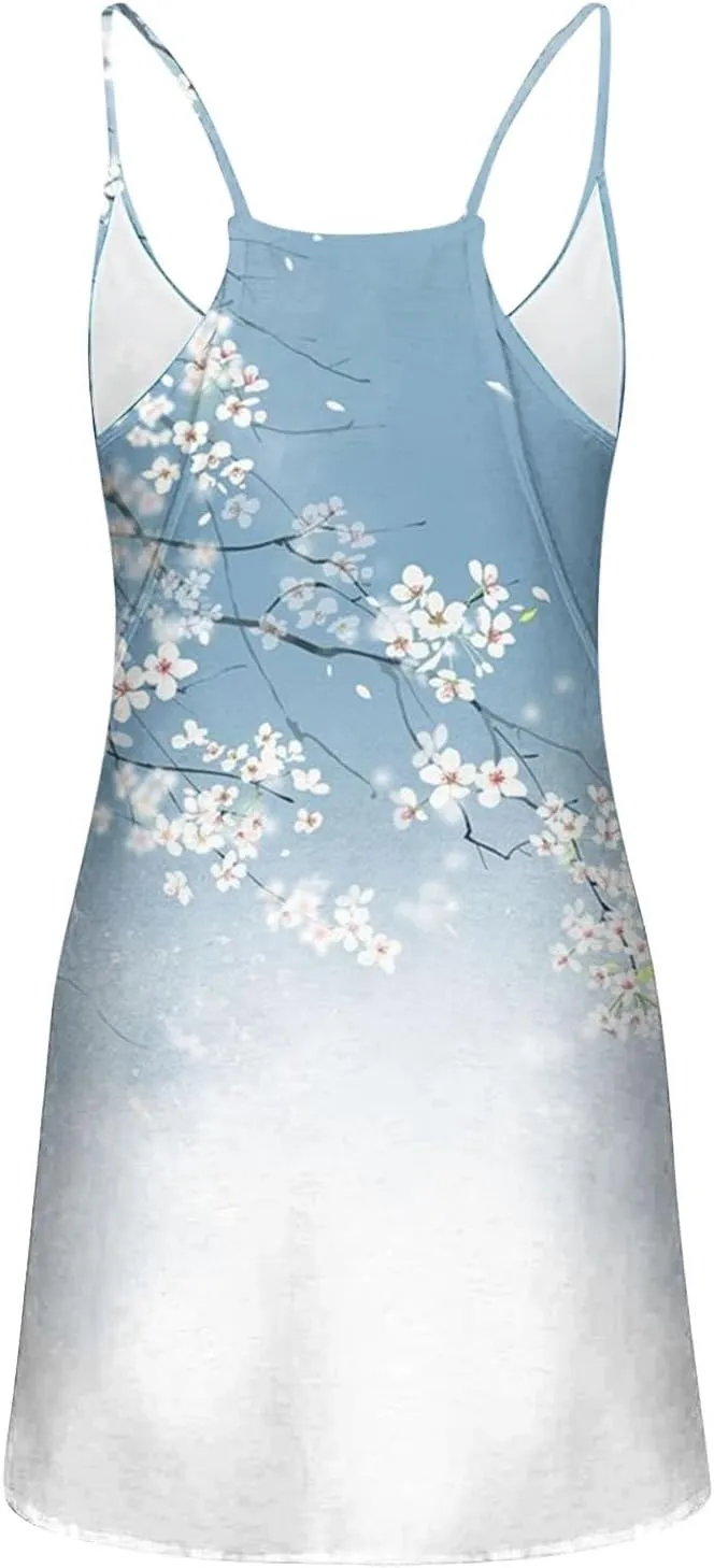 Womens Summer Dresses 2025 Trendy Boho Floral Print Cute Sundress Oversized Sleeveless Sexy Beach Vacation Mini Dress