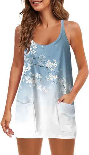 Womens Summer Dresses 2025 Trendy Boho Floral Print Cute Sundress Oversized Sleeveless Sexy Beach Vacation Mini Dress