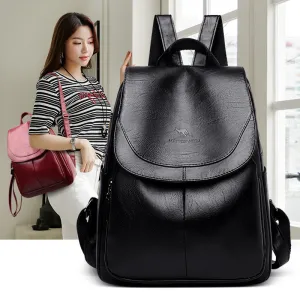 Women's Summer Fashion Soft Leather Large Capacity Backpacks