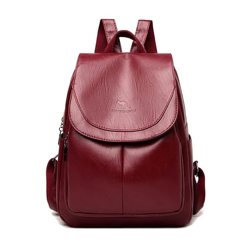 Women's Summer Fashion Soft Leather Large Capacity Backpacks