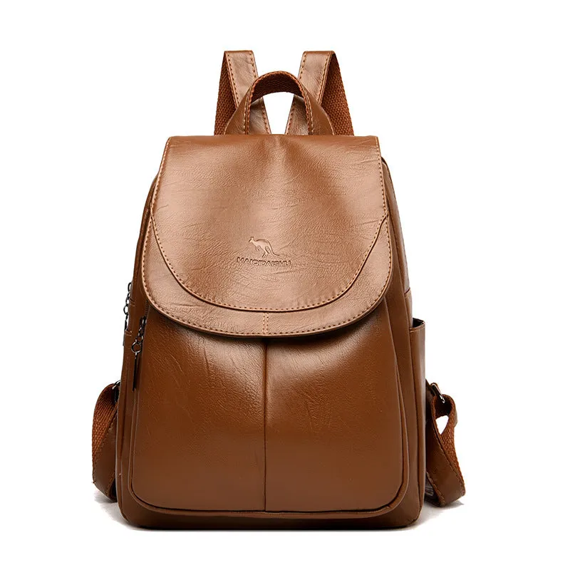 Women's Summer Fashion Soft Leather Large Capacity Backpacks