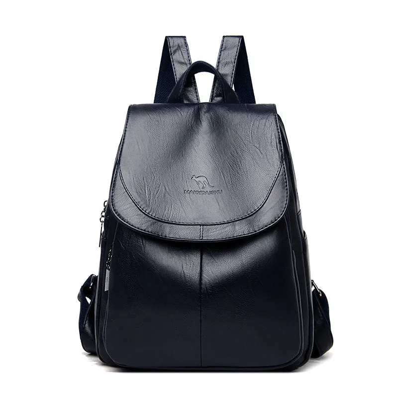 Women's Summer Fashion Soft Leather Large Capacity Backpacks