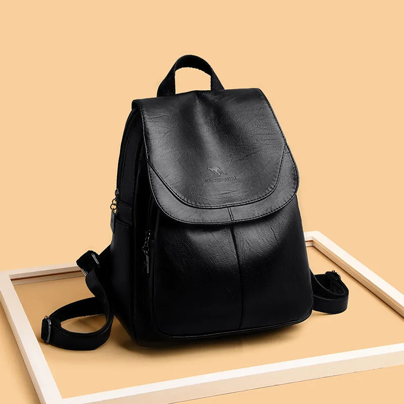 Women's Summer Fashion Soft Leather Large Capacity Backpacks