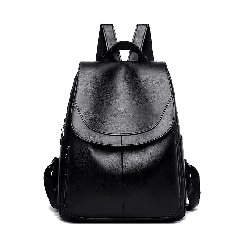 Women's Summer Fashion Soft Leather Large Capacity Backpacks