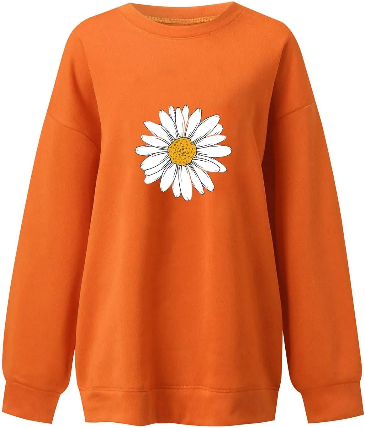 Womens Sunflower Print Sweatshirt Long Sleeve Oversized Hoodies Tops Crewneck Pullover Shirts Trendy Fall Outfits