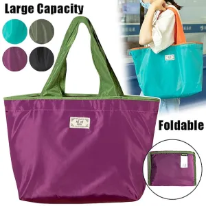 Women's Tote Drawstring Bag Diaper Bag Tote Oxford Cloth Outdoor Shopping Daily Large Capacity Waterproof Foldable Solid Color Color Block Black large Black medium Purple large
