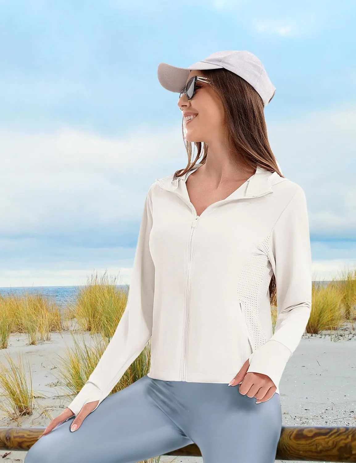 Women's UPF 50  UV Sun Protection Hoodie Breathable Cool Jackets Athletic Long Sleeve Shirts For Outdoor Hiking