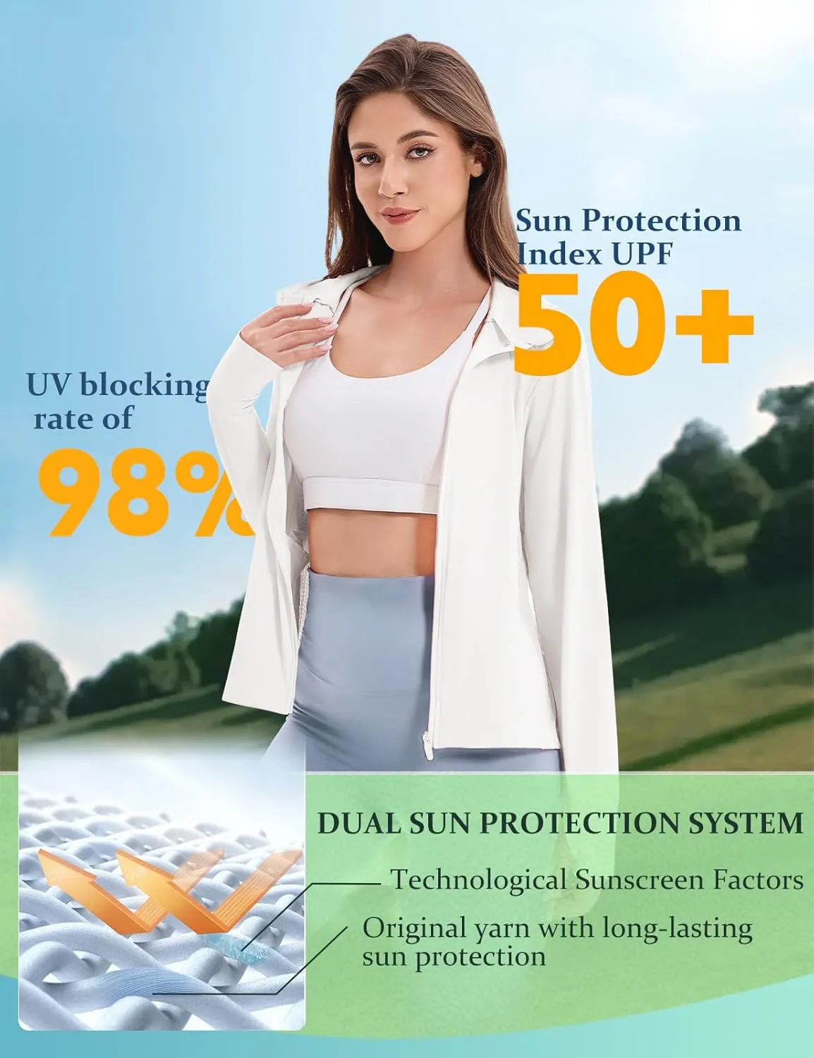 Women's UPF 50  UV Sun Protection Hoodie Breathable Cool Jackets Athletic Long Sleeve Shirts For Outdoor Hiking